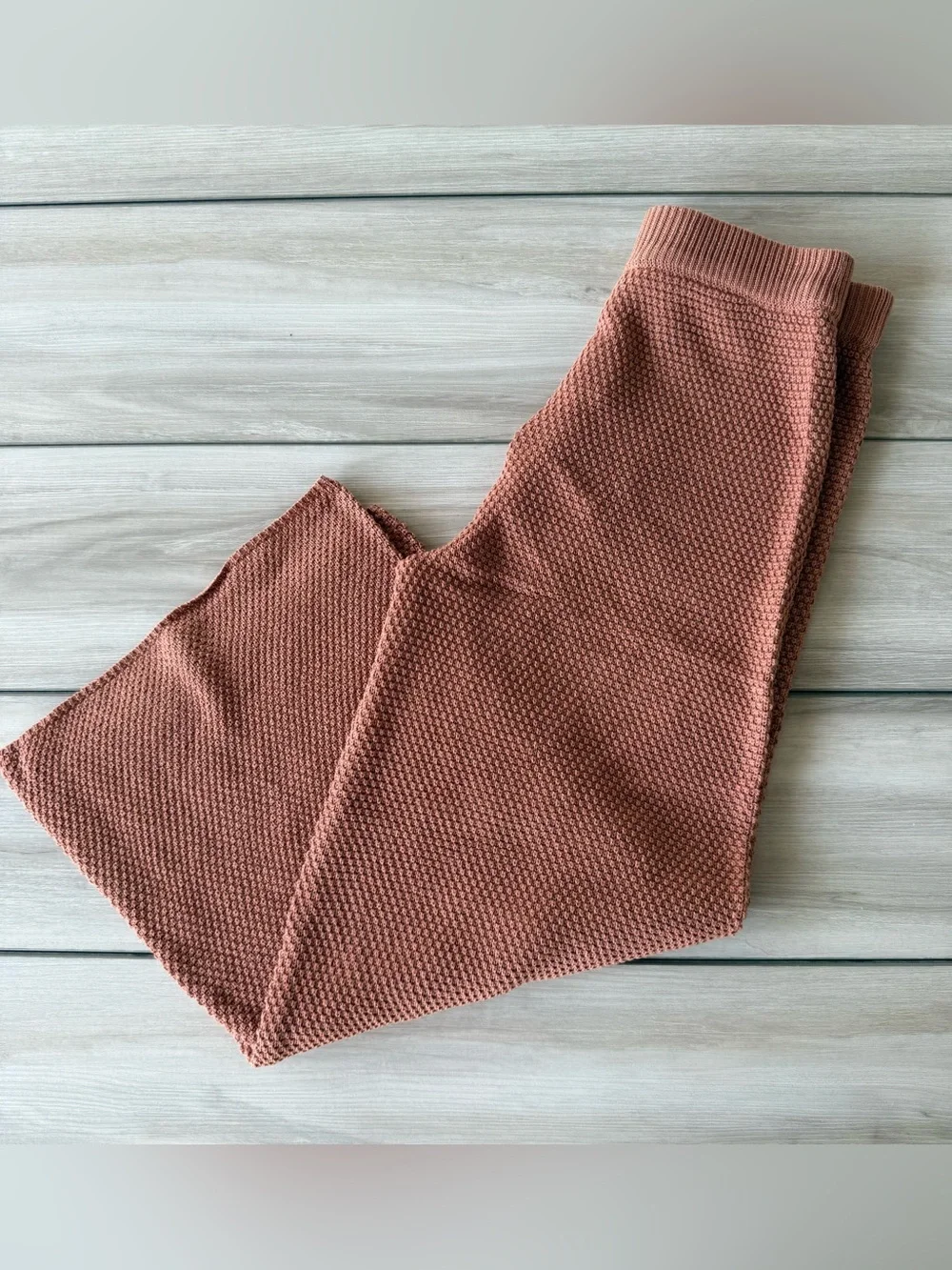 Umgee Knitted Elastic Waistband Wide Leg Pant Cinnamon Small NWT IN PKG